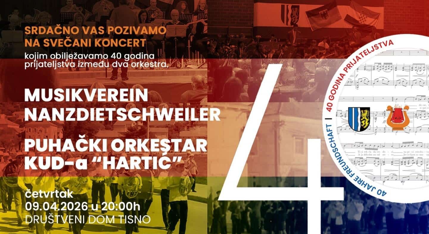 Featured image for “POZIV Svečani koncert Musikverein Nanzdietschweiler e. V. i Puhačkog orkestra KUD Hartić”